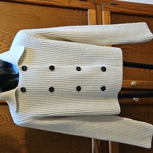 MANGO  MNG Cream Double-Breasted Ribbed Knit Sweater - M. NEW